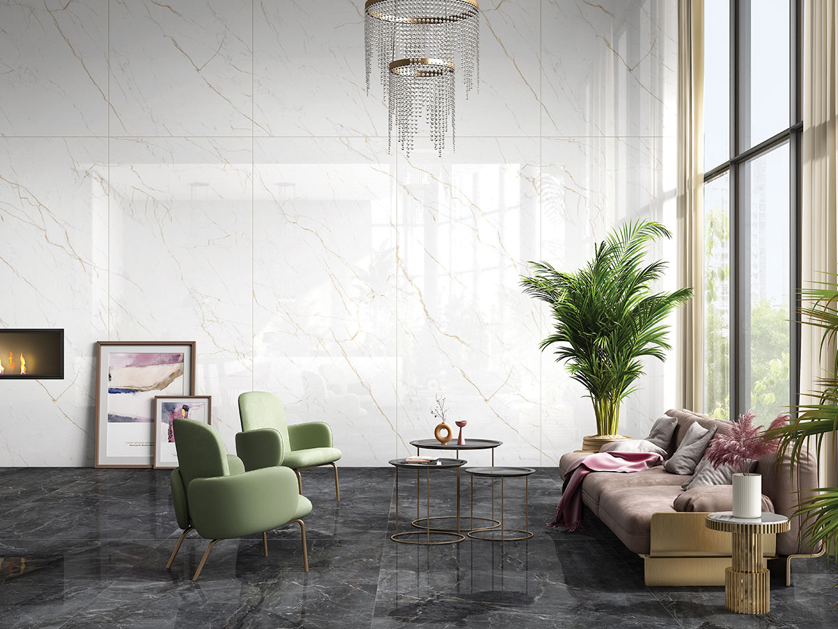 Statuario Oro 1200x2780mm White Marble Tiles for Wall | Simpolo
