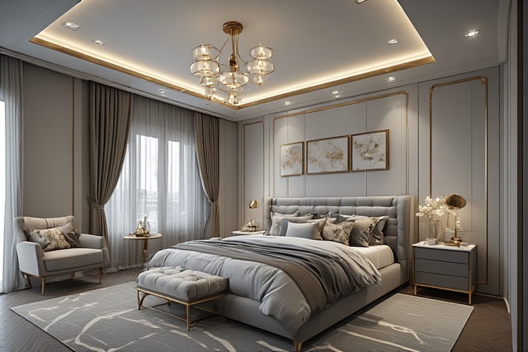 Gold and Grey Bedroom Design