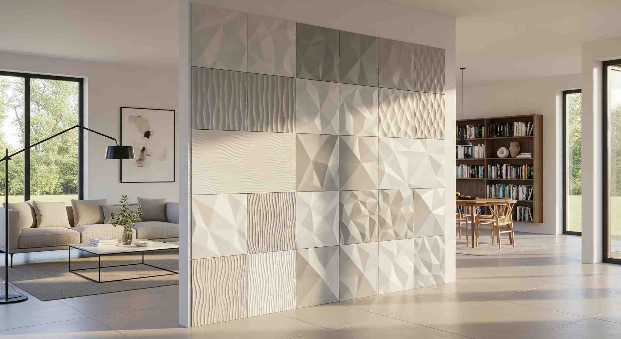 3D Tile Feature Wall as a Room Divider