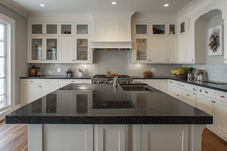 Absolute black kitchen granite slab for minimalist design