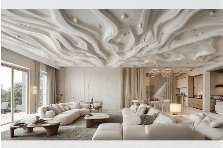 Creative abstract or wavy POP roof ceiling design for feature rooms