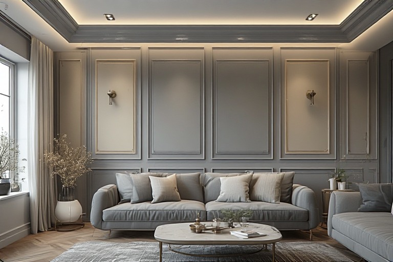 Accent Wall with Grey and Beige Combination Panel