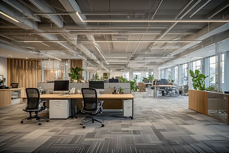 Acoustic friendly open workspace office interior design