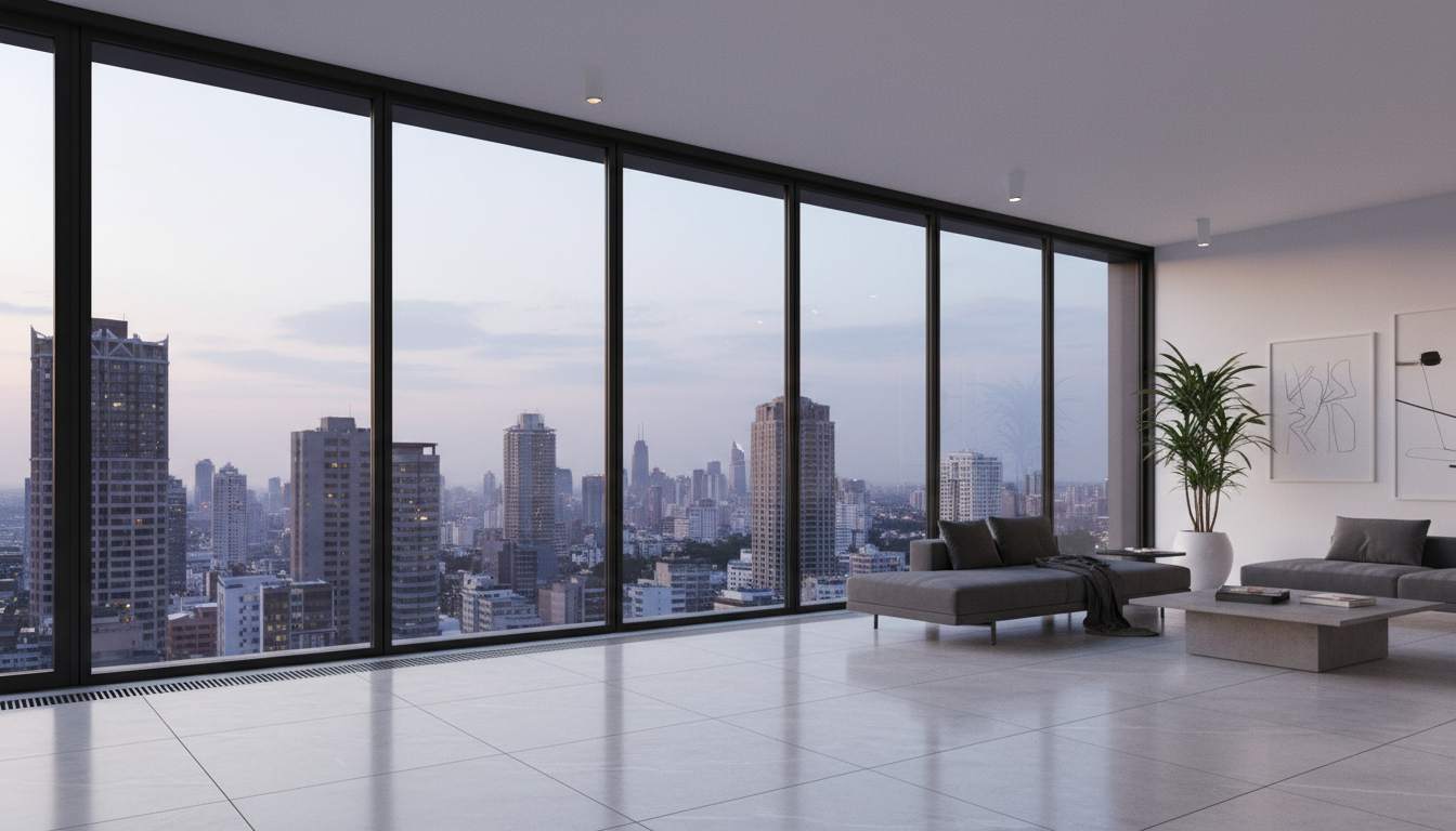 Durable aluminium frame window design for modern architecture