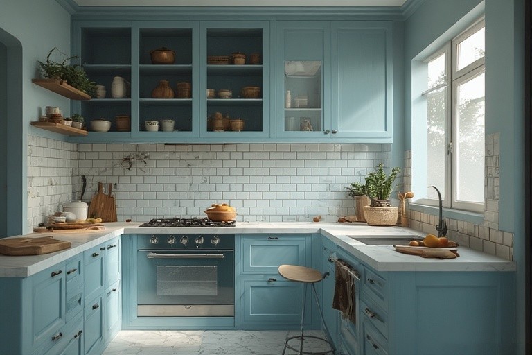 Aqua Blue – A Cool and Breezy Kitchen Wall Colour Option