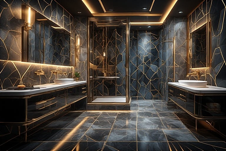 Art Deco With Geometric Patterns Desing in Luxury Bathroom