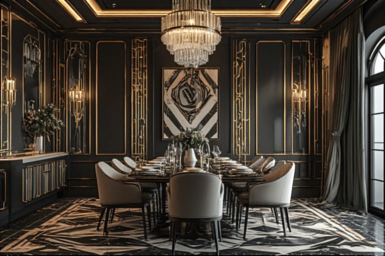 Art Deco Glamour Dining Hall Design