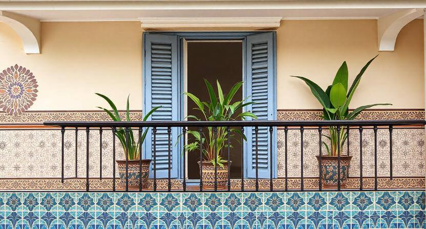 Artistic Balcony with Handcrafted Patterned Tiles