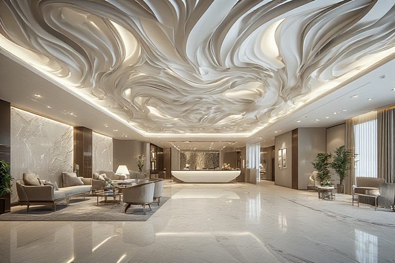 Artistic wavy abstract POP design for lobby interiors