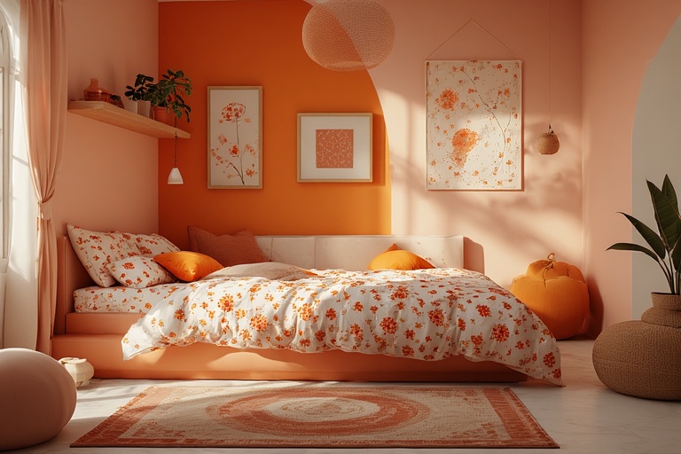 Baby Pink & Tangerine Orange – Soft, Cheerful & Youthful Dual-Tone Look