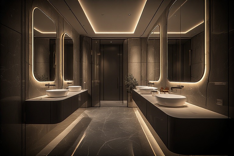 Backlit Lobby Washbasin Design