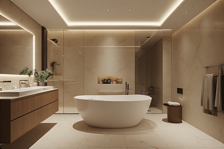 Backlit Bathroom Ceiling Design