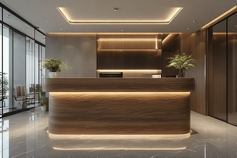 Backlit Office Counter Design