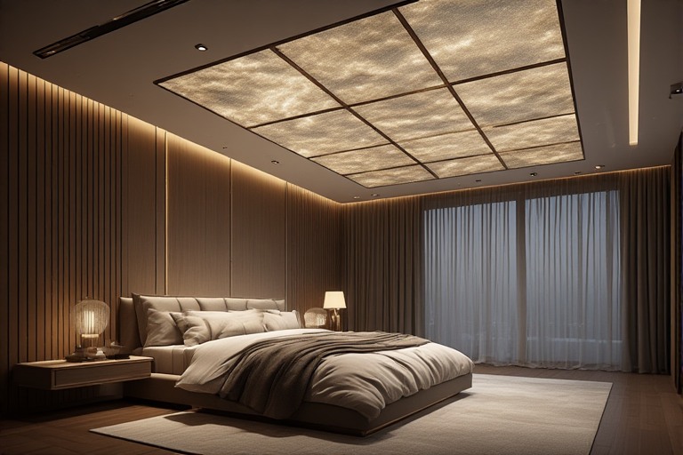 Backlit Panels Luxury Ceiling Design For Bedroom