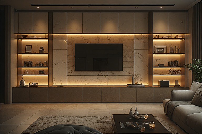 Backlit simple showcase design with LEDs.