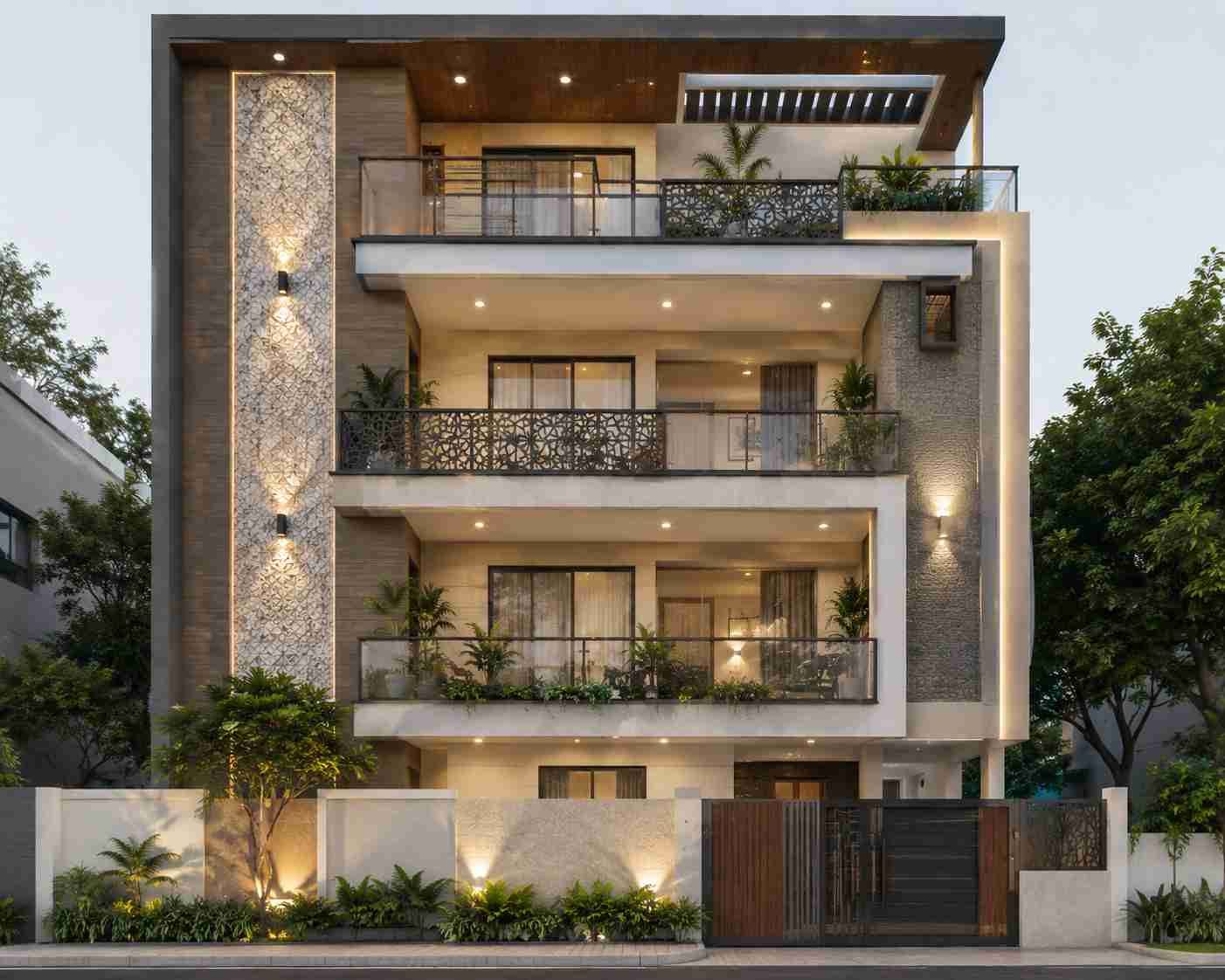 Balcony focused 3d elevation design