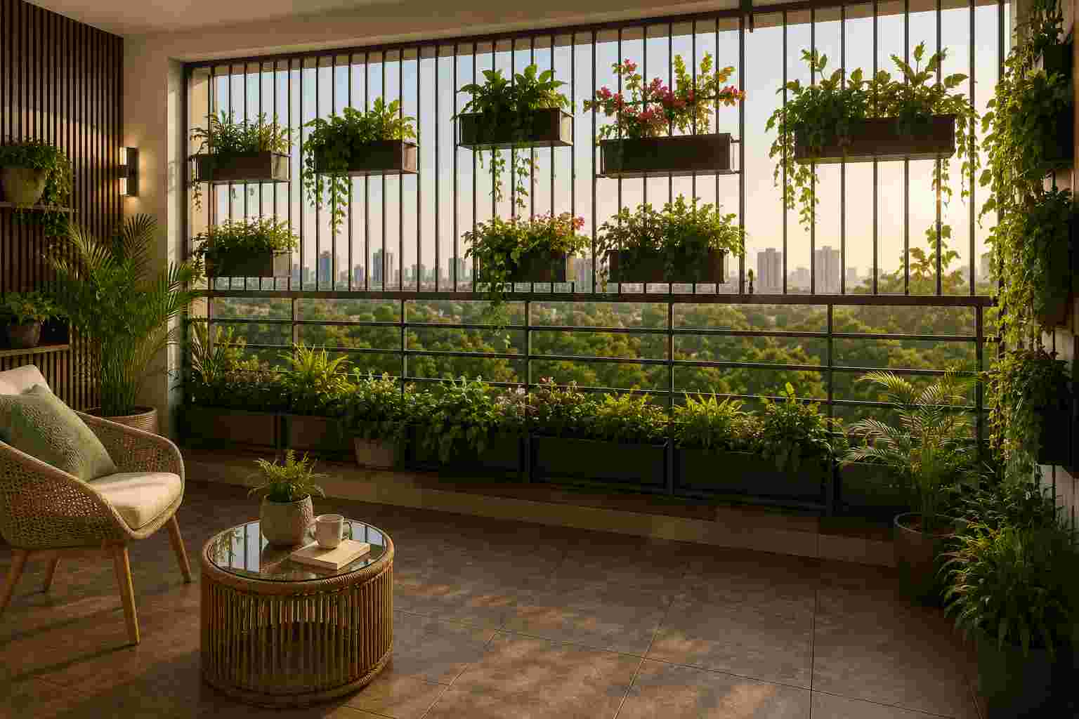 Grill Design for Balcony with Planters
