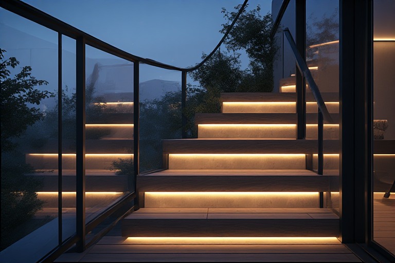 Balcony Staircase Design with Integrated Lighting