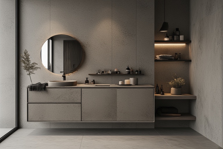 Wash Basin with Open Shelves and Cabinet Combo for Smart Bathroom Storage