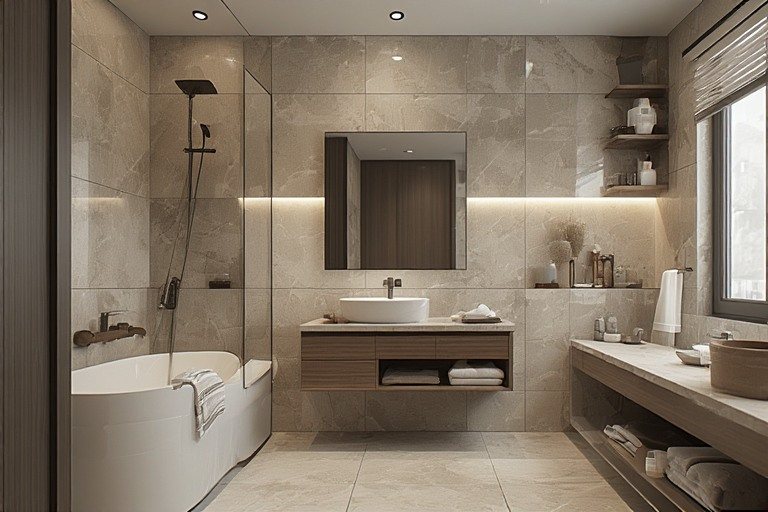 Moisture resistant bathroom home wall design