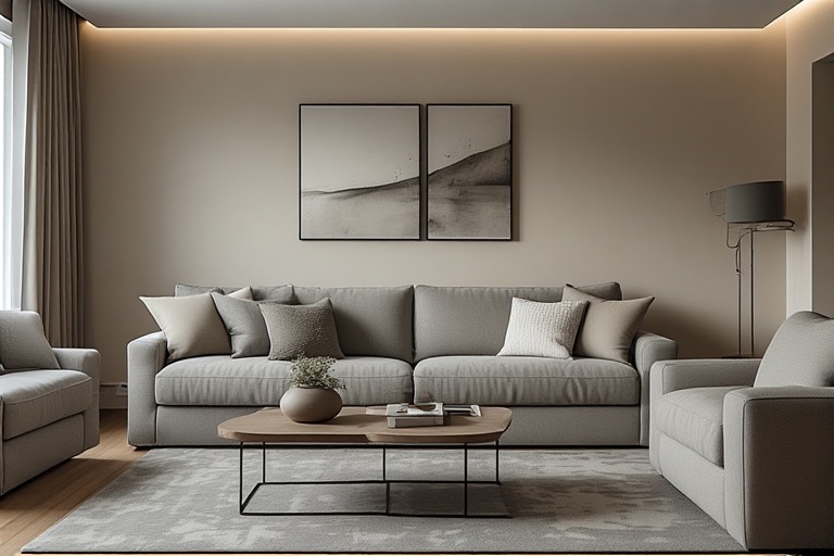 Grey and Beige Combination For Furniture and Wall