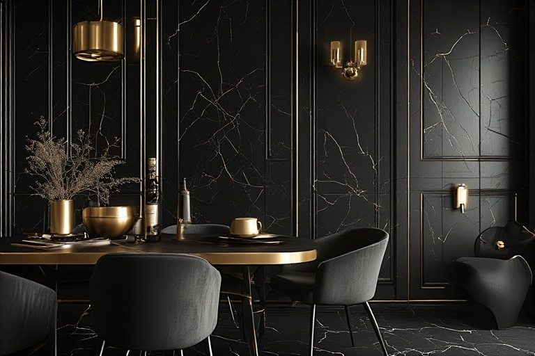 Luxury black colour combination with gold accents