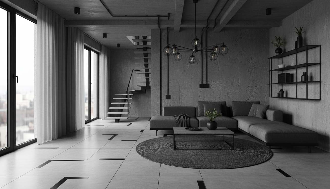 Industrial black colour combination with grey tiles