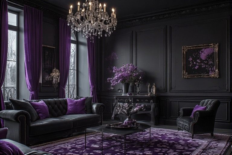 Royal black colour combination with deep purple shades