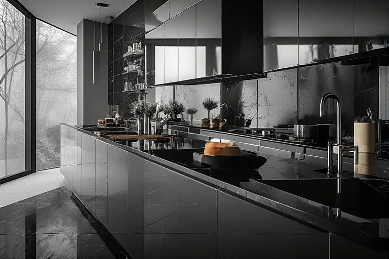 Modern black colour combination with silver finishes