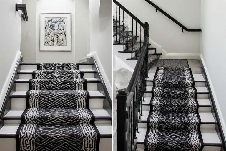 Carpet Runner Black and White Staircase Design