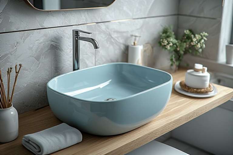 Blue and Aqua Wash Basin Colour Design