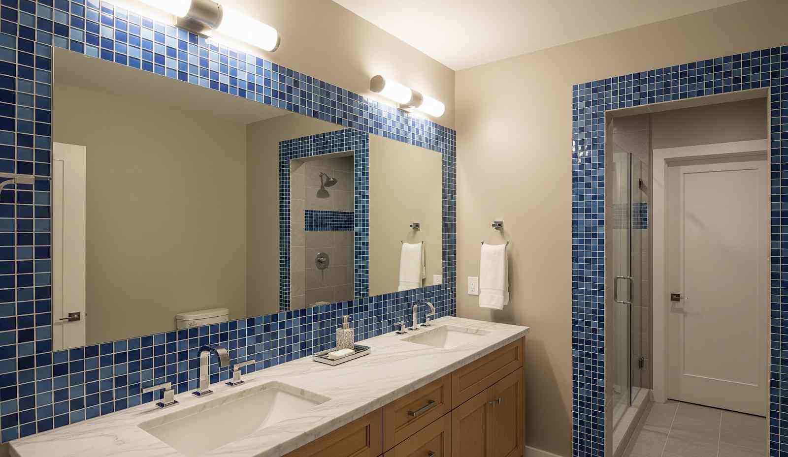 Blue Mosaic Magic: Unique Blue Bathroom Tile Designs
