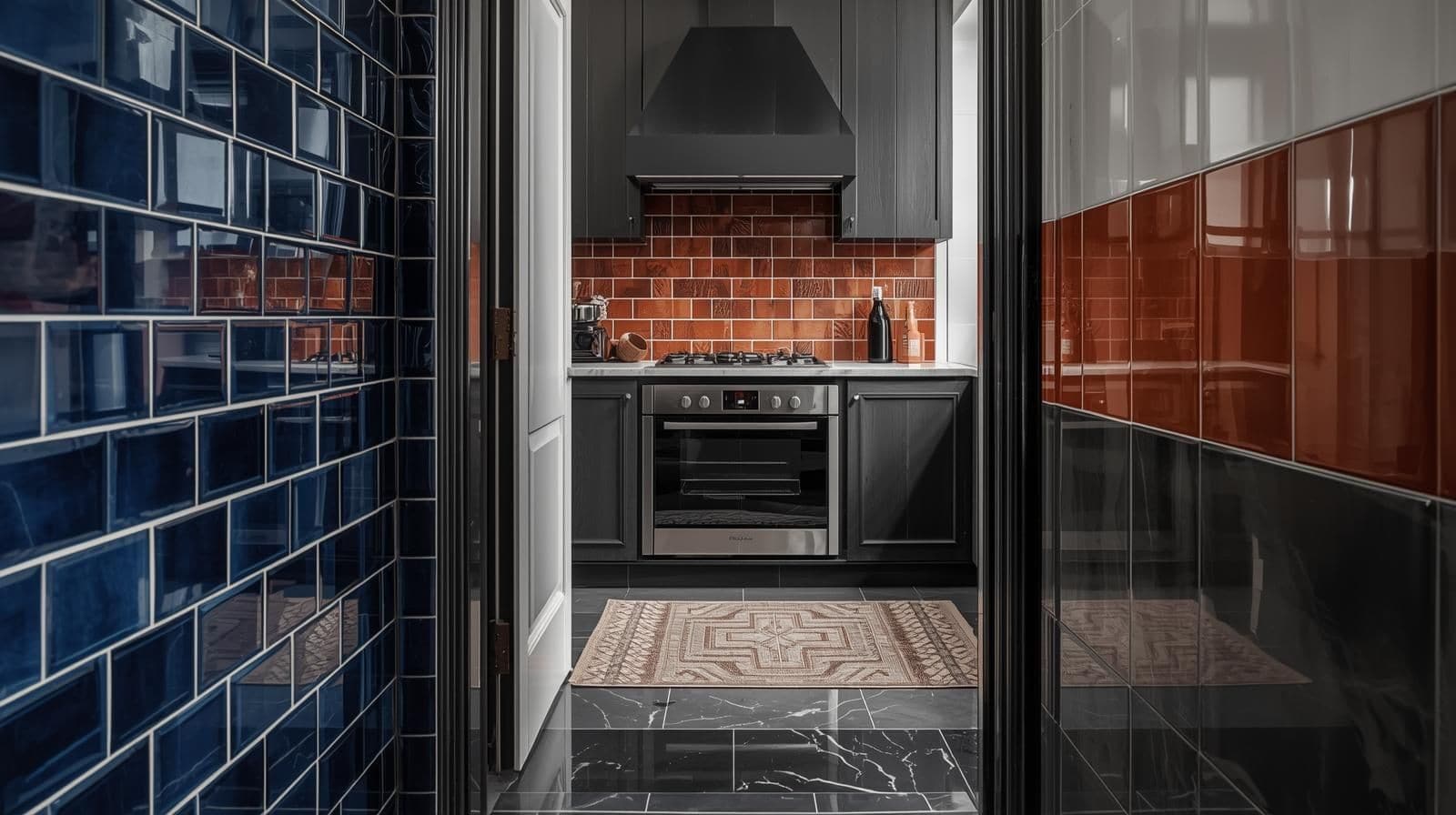 Bold Colour and Texture Accents with Glossy Ceramic Tiles.