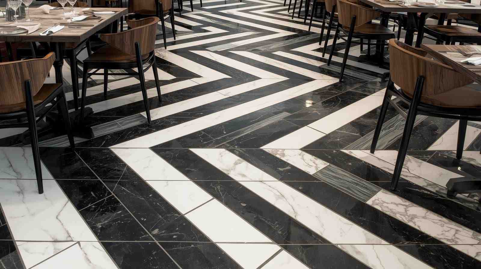 Bold Diagonal Layout Marble Tiles