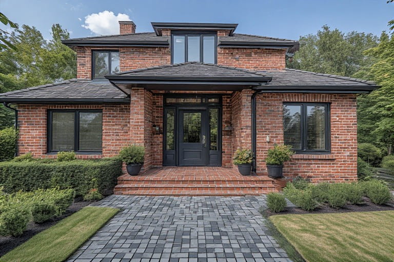 Brick Finish Front Wall Design for Home