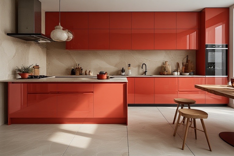 Bright Coral – A Modern, Vibrant Kitchen Wall Colour