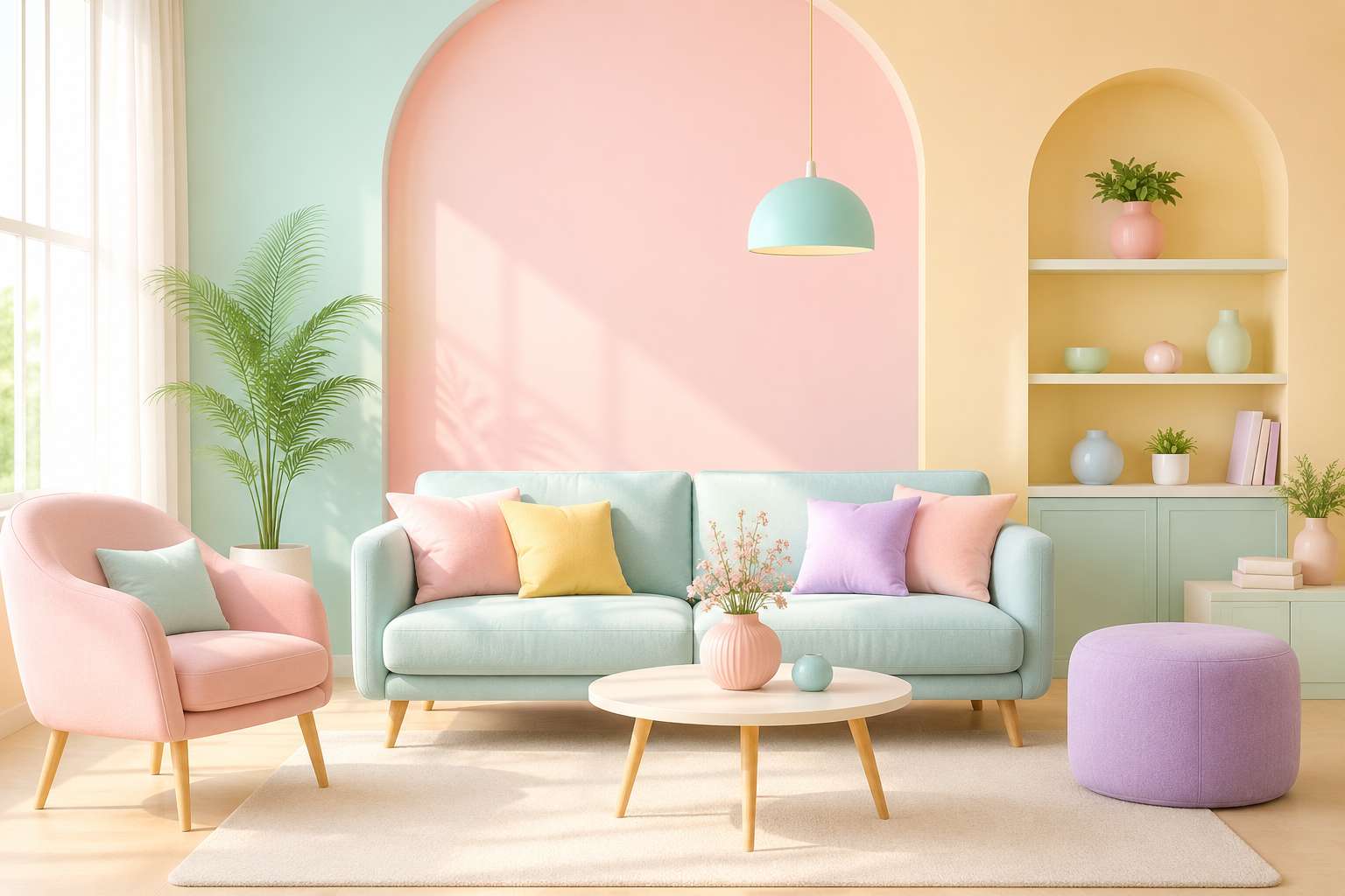 Kids Bedroom Design with Bright Pastel Colour