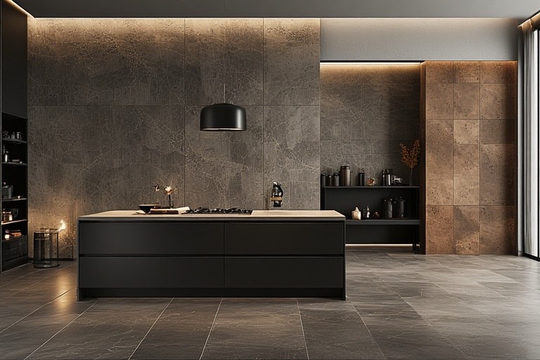 Brown and Black Contrast with Slate Tiles