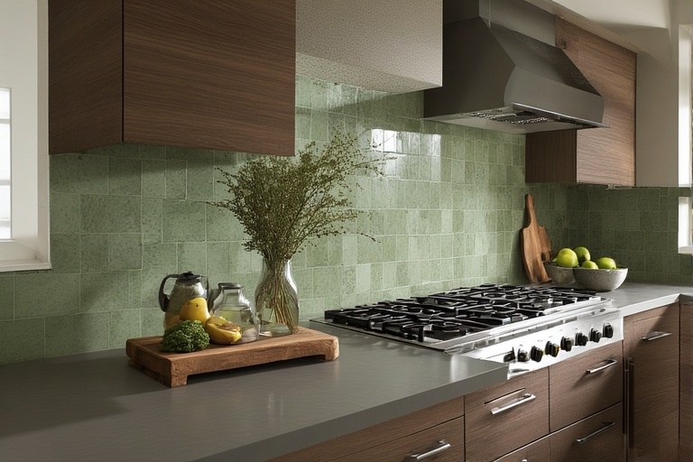 Brown and Green with Sage Green Tiles