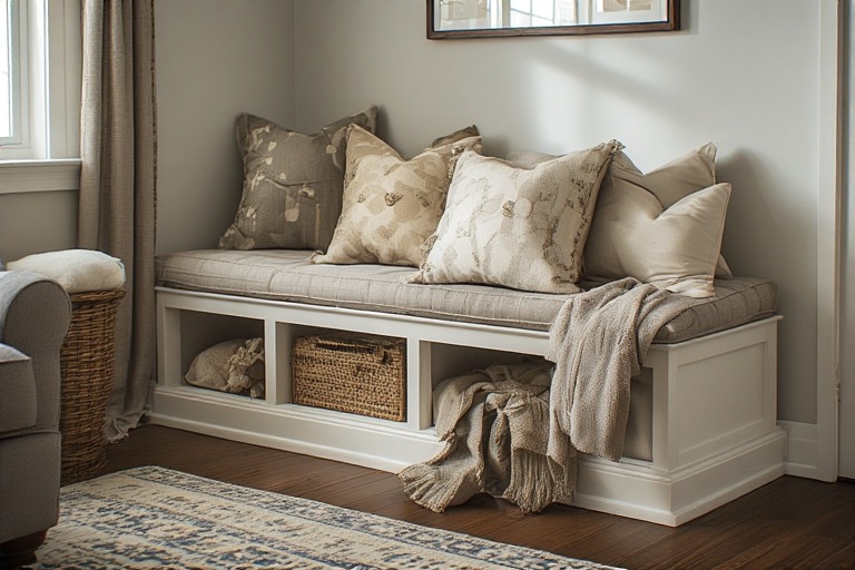 Bench With Storage Corner Decoration Ideas For Living Rooms