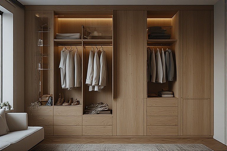 Seamless built-in modern wardrobe designs for children's room aesthetics.