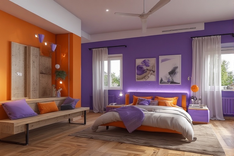 Burnt Orange and Purple Colour Combination for Bedroom for Bold and Statement Interiors