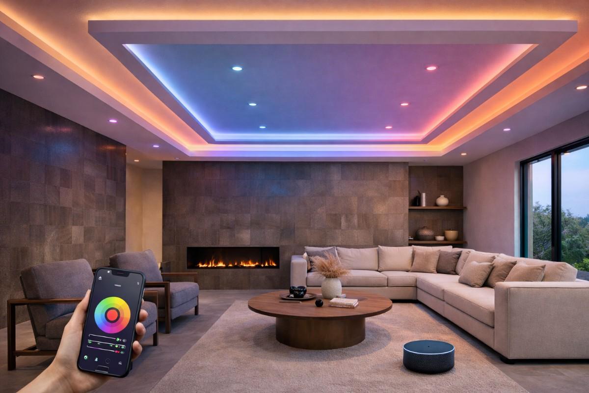Ceiling with Smart Lighting Integration for Modern and Automated Home Interiors