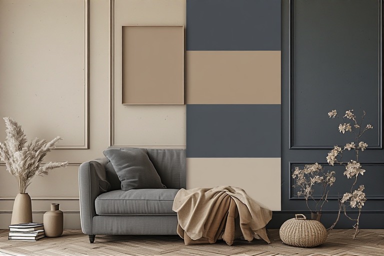 Charcoal Grey with Warm Beige Combination