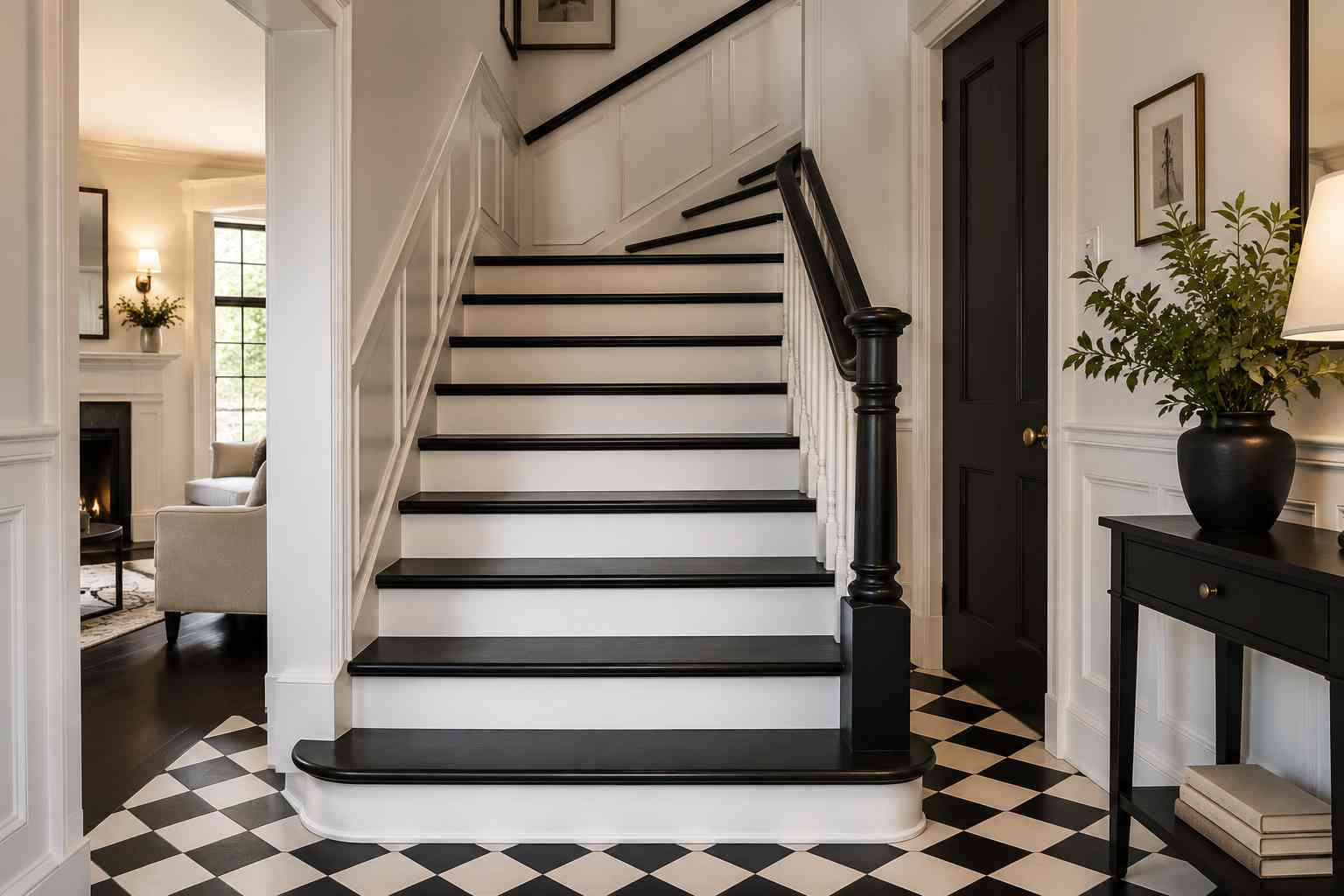 Classic Wooden Black and White Stairs