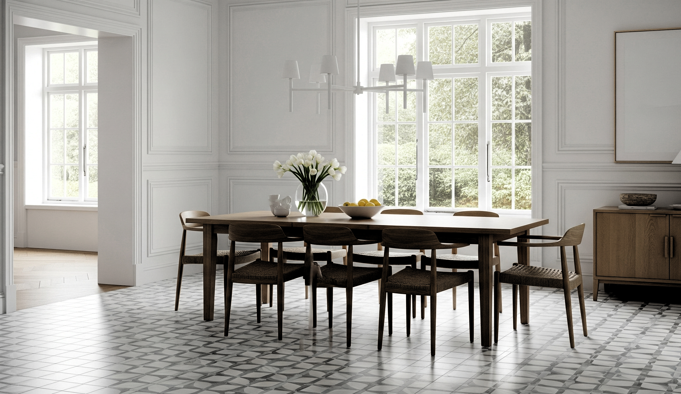 Classic White & Wood with Textured or Patterned Tiles