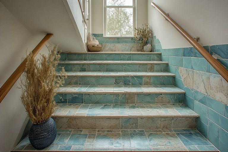 Coastal serenity stairs colour design with soft blue tones