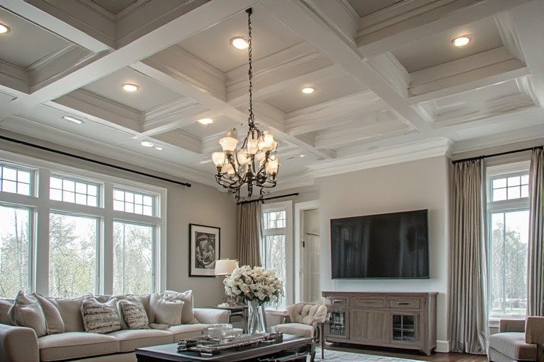 Classic luxury coffered roof ceiling design for premium interiors