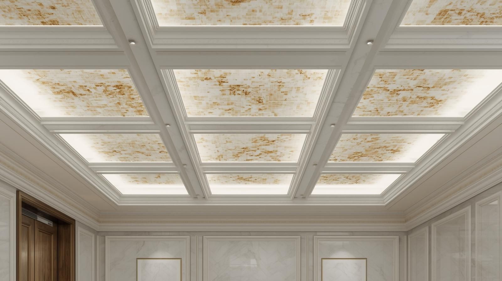Coffered Ceilings with Tiled Insets.