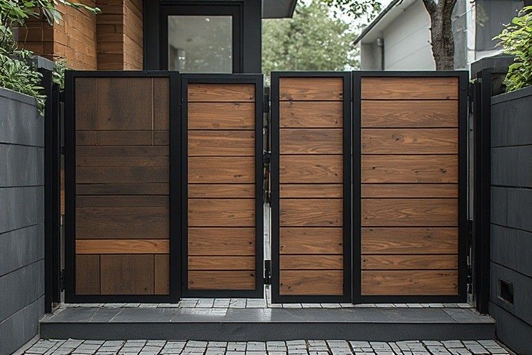 Balcony Gate Design with Metal and Wood